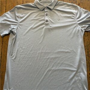 Callaway Light Gray Striped Polo Shirt